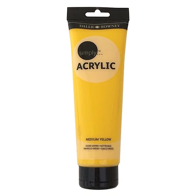 Daler-Rowney, tube de peinture acrylique Simply jaune moyen, 250 ml / 8,4 fl. Oz, 1 chacun
