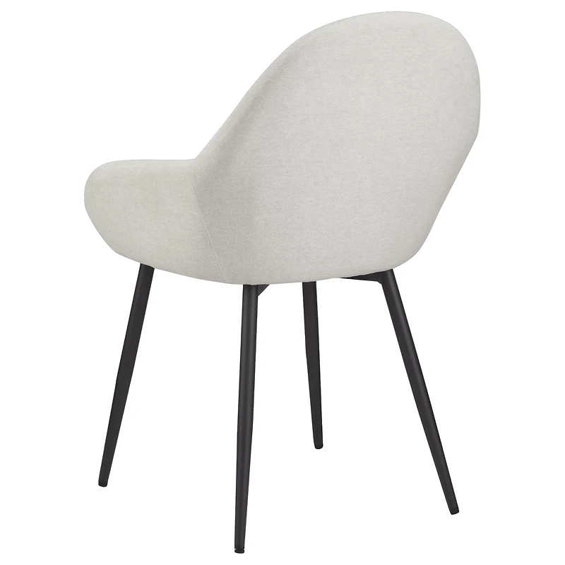 Bouclair Cream Fabric Dining Chair Kitchen Armchair Side Chair with Tapered Metal Legs