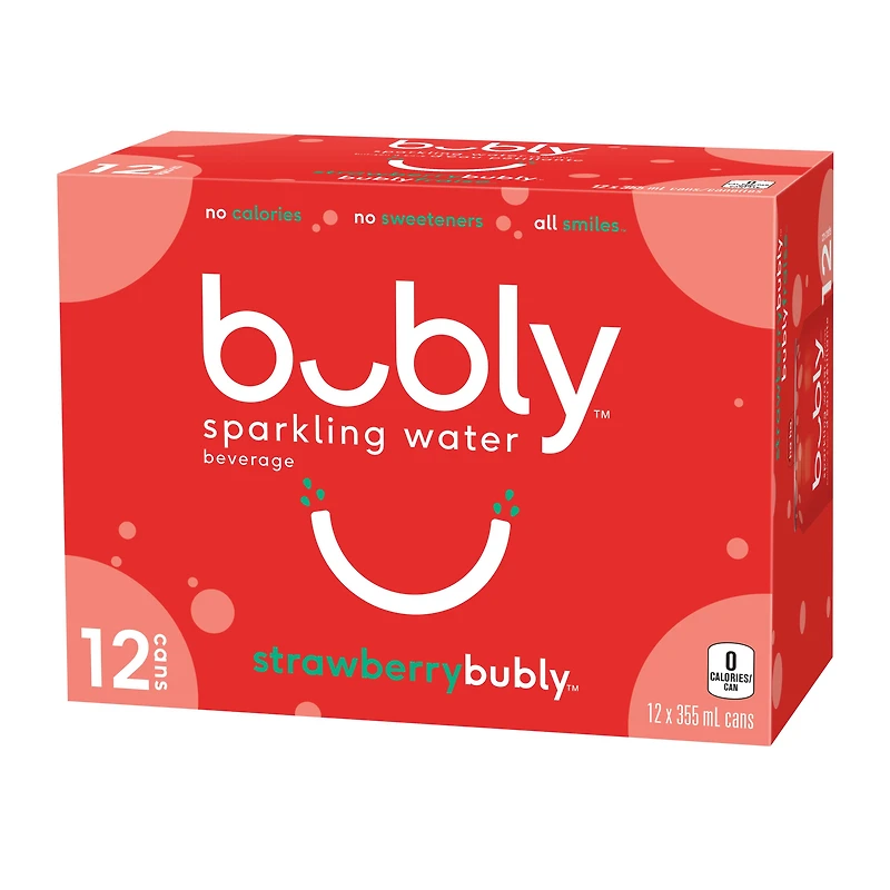Bubly™ Eau Pétillante Saveur Fraise 12 x355 mL, Canettes
