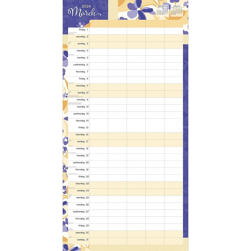 BrownTrout Mom's Family Planner 2024 12x24 Inch Matte Wall Calendar, 9781975464028