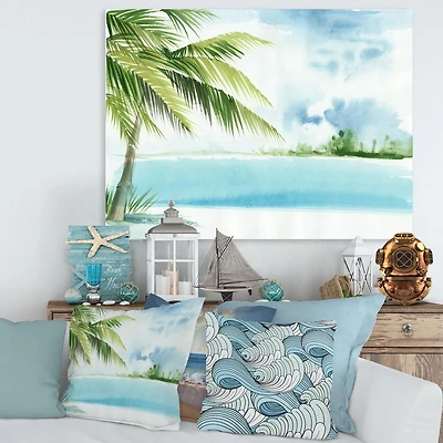 Designart Palm Beach Resort à l'aube I Art mural sur toile