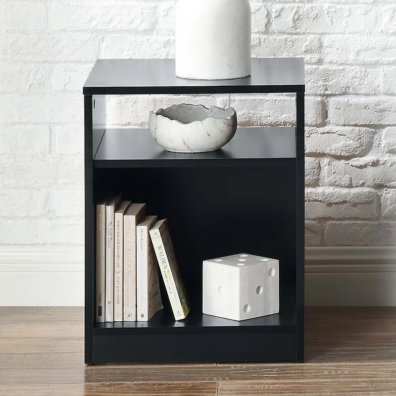 Mainstays Open Shelf Nightstand, Set of Two, Black