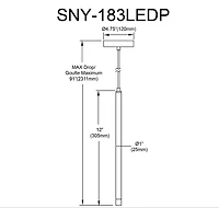 Sanya Pendant - 3W - Matte Black - Frosted Acrylic Diffuser