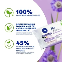 NIVEEA Lingettes Nettoyantes 3-En-1 Biodégradables pour Peau Sensible 40 Lingettes