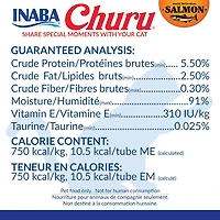 INABA Churu Friandises pour Chats, Purée crémeuse léchable sans grain avec vitamine E - Recette de saumon 4 tubes 56g (4x14g)