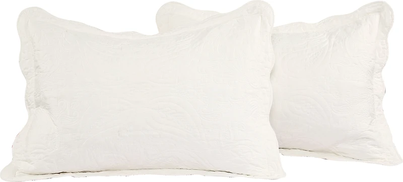 Couvre-lit brodé Marina Decoration, couvre-lit ultra doux et uni, parure de lit d'été avec taie d'oreiller matelassée, motif cachemire floral ivoire