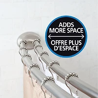 Tringle de douche double courbée réglable Mainstays, de 127 cm à 183 cm fini nickel brossé