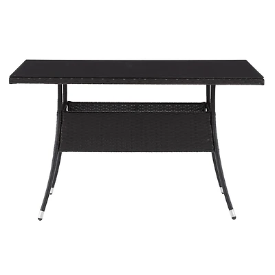 CorLiving Parksville Resin Wicker Rectangle Patio Dining Table - Black