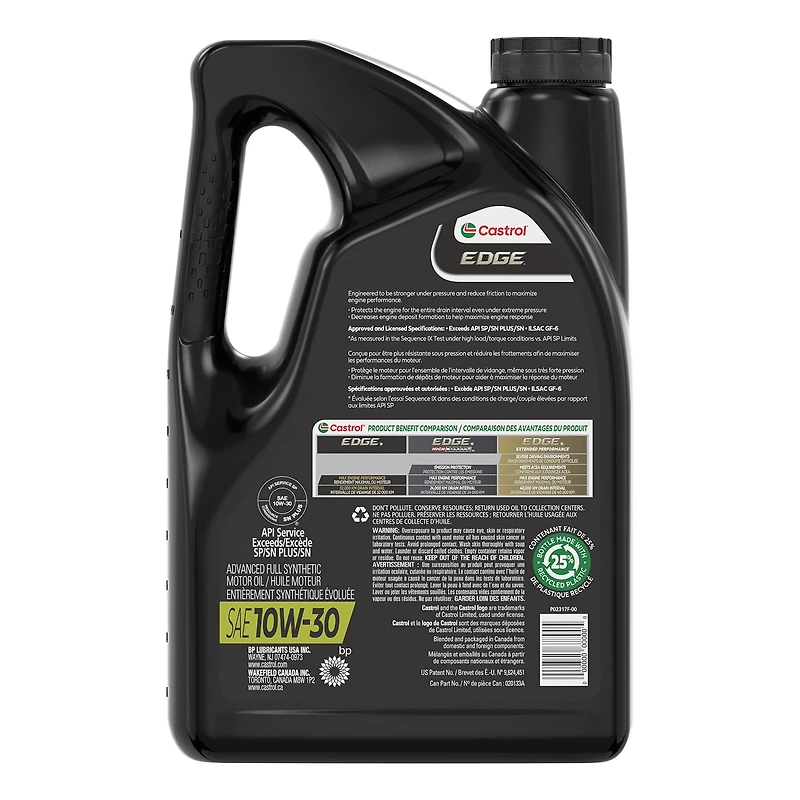 Huile à moteur entièrement synthétique Castrol EDGE 0W20 5 L Huile moteur synthétique de qualité supérieure