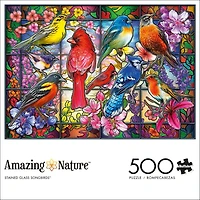 Casse-tête 500 Piece - Amazing Nature - Stained Glass Songbirds - Jigsaw de Buffalo Games