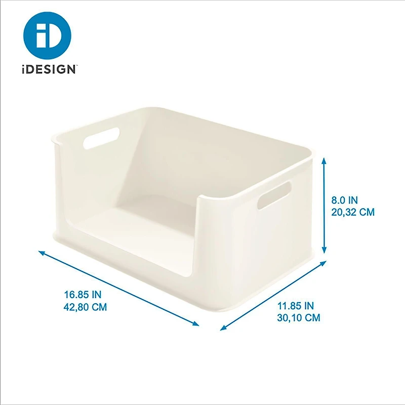 iDesign Coconut Eco BPA-Free Recycled Plastic 16.9" Large Open-Front Storage Bin with Handle - 16.9" x 11.9" x 8"