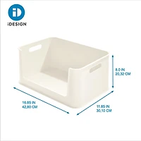 iDesign Coconut Eco BPA-Free Recycled Plastic 16.9" Large Open-Front Storage Bin with Handle - 16.9" x 11.9" x 8"
