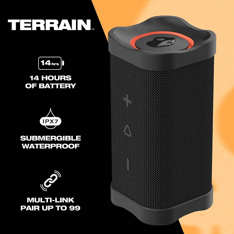 Skullcandy Terrain XT Compact Tough Wireless Speaker – Black, TERRAIN WIRELESS SPEAKER XT