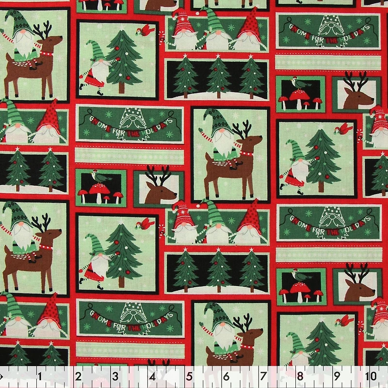 Fabric Creations Cotton Fabric, Multi 'Gnome for the Holidays' — 107 cm (42 in) Wide, 100% Cotton