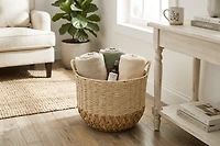 Hometrends Round Paper/ Water Hyacinth 2-Tone Basket