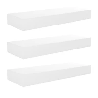 Kiera Grace Set of Three Classic Wooden Maine Floating Wall Shelves, 12"L, White