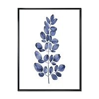 Designart Navy Blue Eucalyptus II FLOAT FRAME WALL ART
