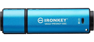 Kingston Ironkey Vault – Clé USB Privacy 50 USB-C 8 Go | Certifiée FIPS 197 | XTS-AES 256 bits | Protection BadUSB et Brute Force | Option multi-mot de passe | IKVP50C/8 Go