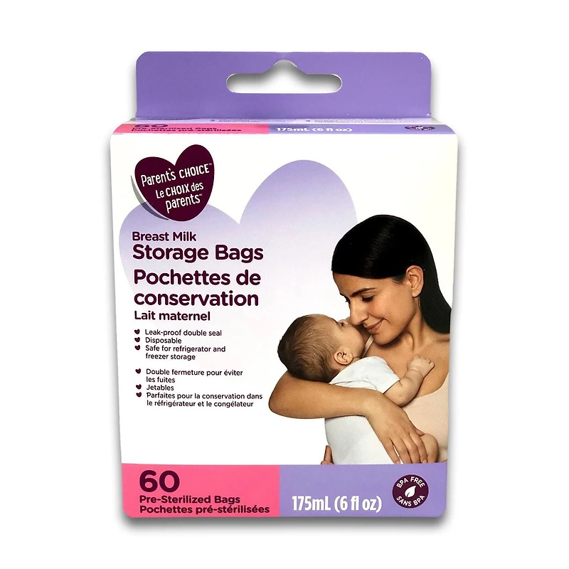 Parent's Choice Breast Milk Storage Bags, Pack of 60, 175 mL
