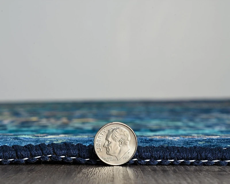 Tapis Emerald Canton bleu & ivoire de 6 pi 7 po x 9 pi 7 po