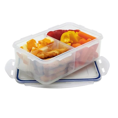 Starfrit LocknLock Plastic Bento Lunch Container - Removable Divider - 34oz/1L - Airtight & Leakproof - 4-Sided Locking Lid, Nestable and stackable