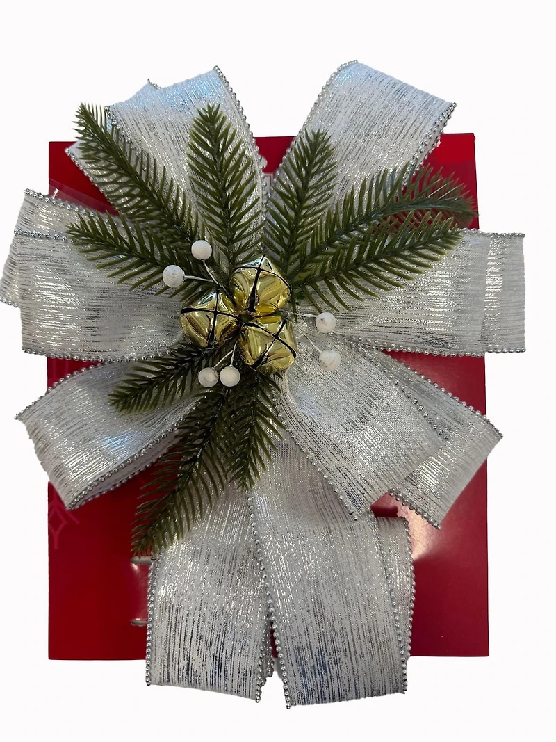 Noeud de Noël Holiday Time, 30 po, argent