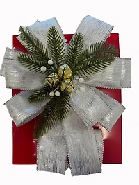 Noeud de Noël Holiday Time, 30 po, argent