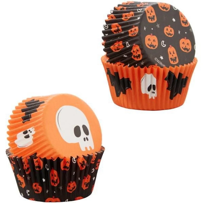 Trousse à petits gâteaux d’Halloween Crâne, chauve-souris et citrouille Wilton, 72 pièces