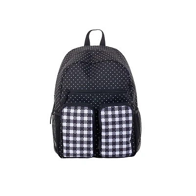 Jetstream Back Pack, School Polka dot Black Backpack