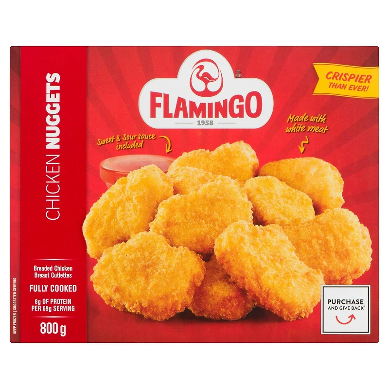 Flamingo pépites panées de poulet avec sauce aigre-douce entièrement cuites