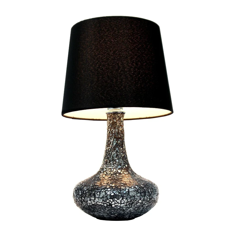 Lampe de table Simple Designs en verre carrelé mosaïque avec abat-jour en tissu