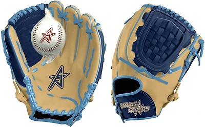 Gant de Baseball / T-Ball Future Stars 9" avec Balle PlaySafe à Noyau Souple – Blanche avec Coutures Rouges - Attrape de la main droite