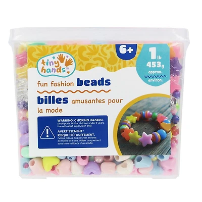 TINY HANDS Perles tendance, formes et couleurs assorties, 453 g (1 lb), 6 ans et plus, enfants, artisanat