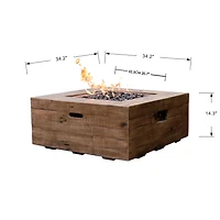 Modeno Wilton Fire Table Redwood– Glass-Fiber Reinforced Concrete, Liquid Propane