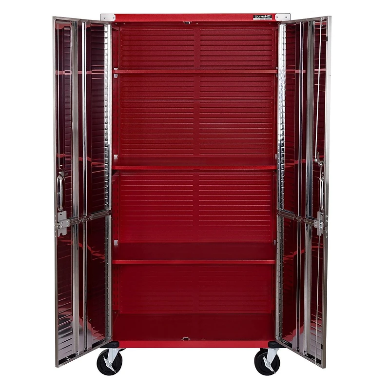 Armoire de rangement roulante UltraHD, Rouge, 91 cm (L) x 46 cm (P) x 183 cm (H)