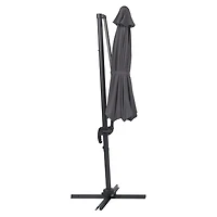 CorLiving 9.5ft Offset Tilting and Rotating Outdoor Umbrella with Aluminum and Steel Frame and Durable Canopy, Grey