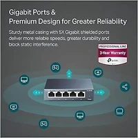 TP-LINK TL-SG105 5-Port 10/100/1000Mbps Desktop Gigabit Steel Cased Switch - 5 Ports - Gigabit Ethernet, TL-SG105 5-Port