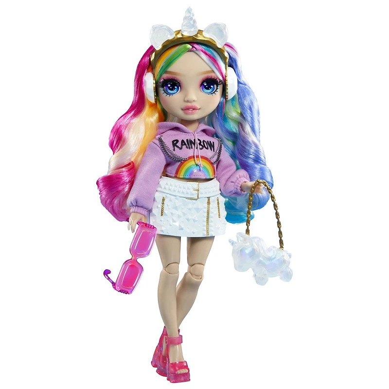 Rainbow High Creative Crystals Amaya - Poupée-mannequin arc-en-ciel de 11 po (28 cm)