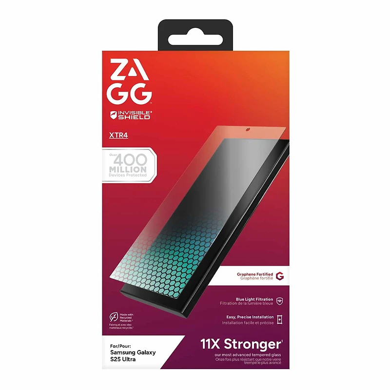 ZAGG Protection D'écran InvisibleShield Glass XTR4 Anti-Lumière Bleue pour Samsung Galaxy S25 Ultra