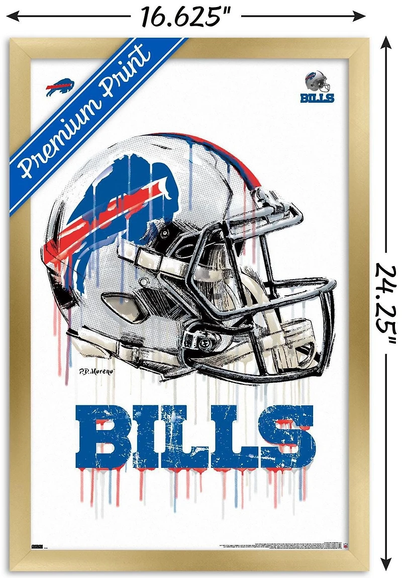 NFL Buffalo Bills - Drip Helmet 20 Wall Poster with Magnetic Frame, 22.375" x 34"