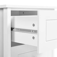 Fullfurnique Table de Chevet Moderne en Bois avec Trois Tiroirs, Blanc