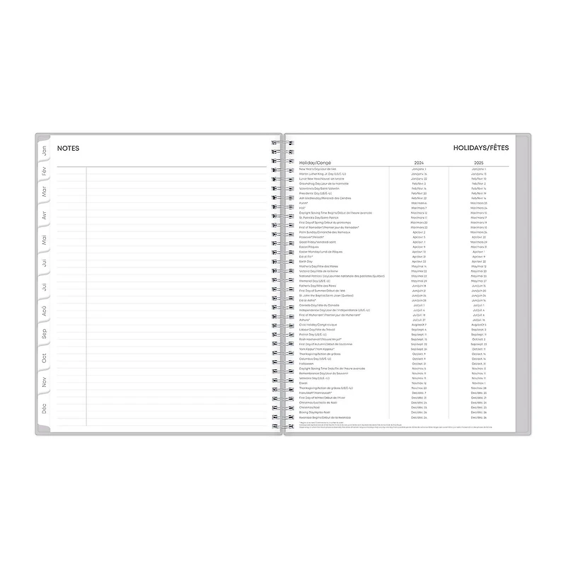Agenda hebdomadaire/mensuel 2024, 8,5 po x 11 po, Blue Sky, Gris