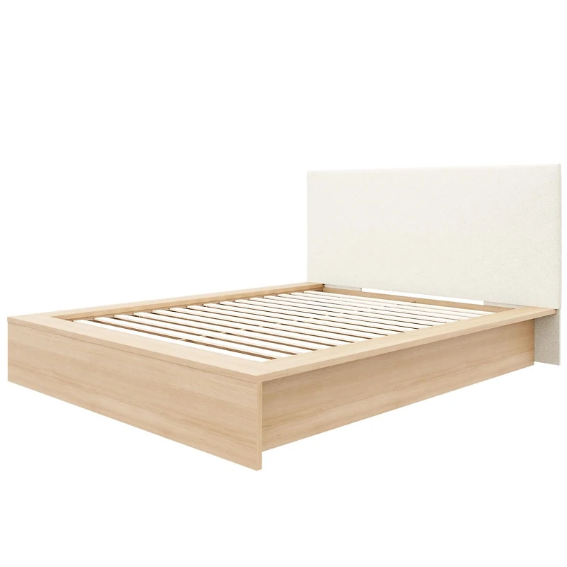 Lit plateforme Queen Size Jane avec tête de lit rembourrée