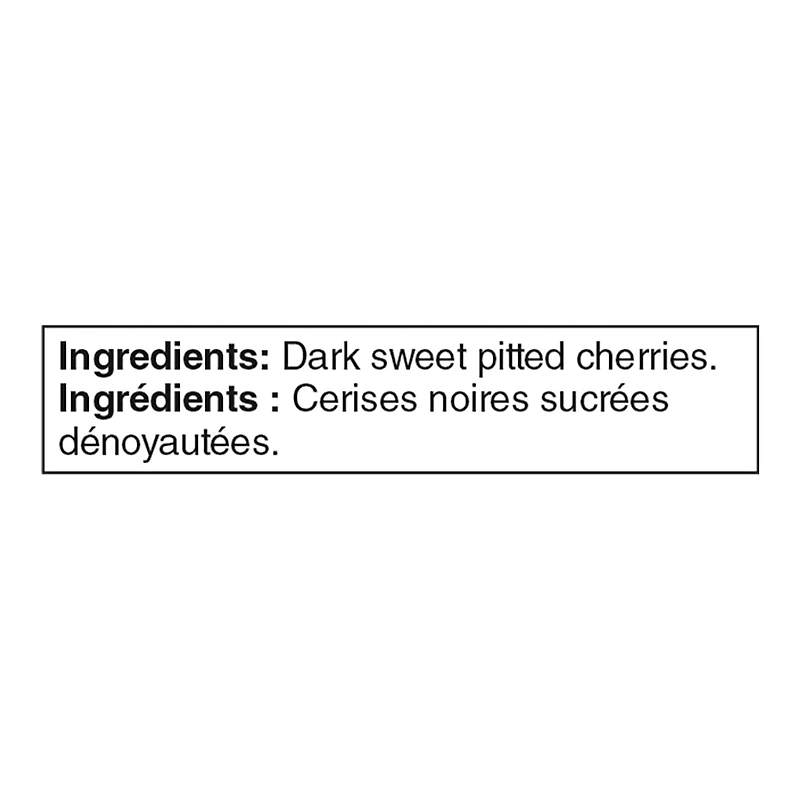 Cerises noires sucrées dénoyautées congelées de Great Value 600g