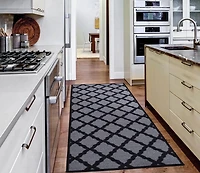 Tapis élégant à motif de treillis à sous-couche en caoutchouc de la collection Glamour