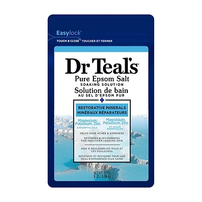 Dr Teal's Solution de bain au sel d'Epsom pur, Minéraux Réparateurs, 1.36kg