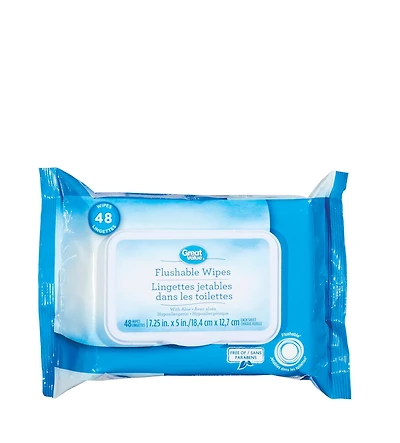 Lingettes jetables dans les toilettes Great Value