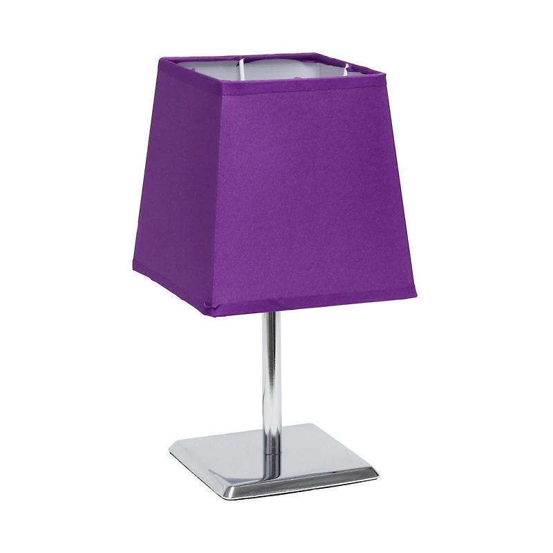 Simple Designs Mini Chrome Table Lamp with Squared Empire Fabric Shade