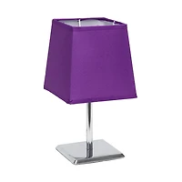 Simple Designs Mini Chrome Table Lamp with Squared Empire Fabric Shade