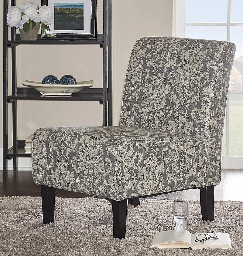 Chaise d'appoint en damassé gris Avondale